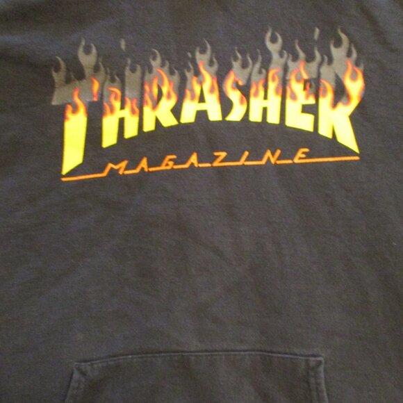 Thrasher Woman X Large Black Yellow Orange Graphic Long Sleeve Pullover Hoodie - Picture 3 of 7